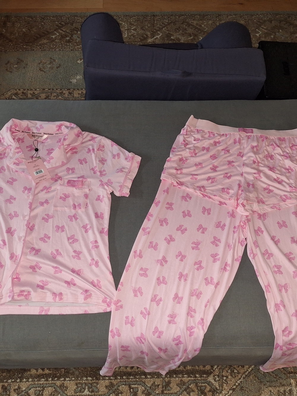 Juicy Couture Pink Bow Three Piece Pajama Set